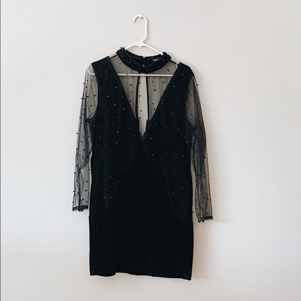 Black mini dress.